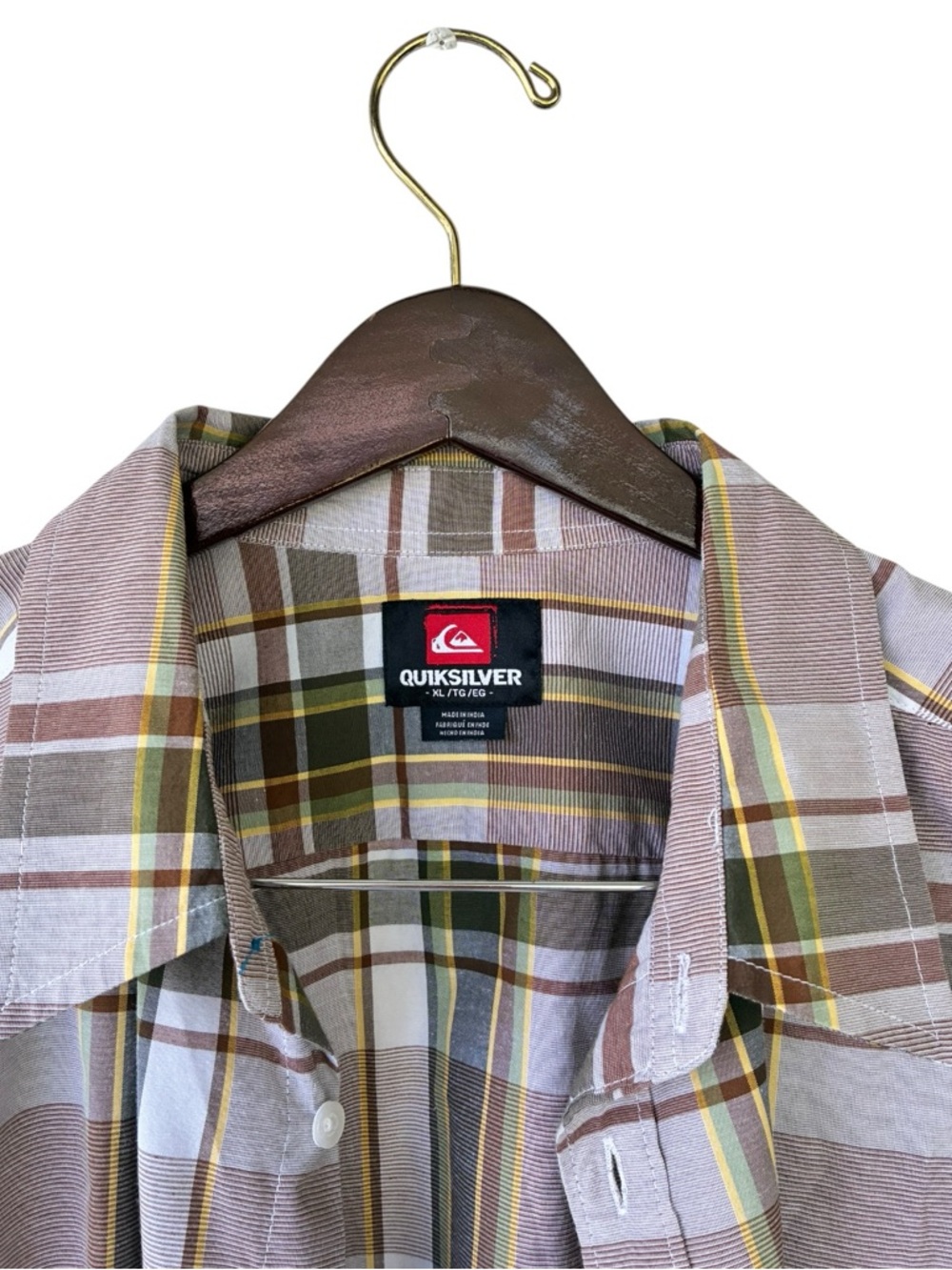 Quiksilver Plaid‎ SS Button Down Shirt XL Surf